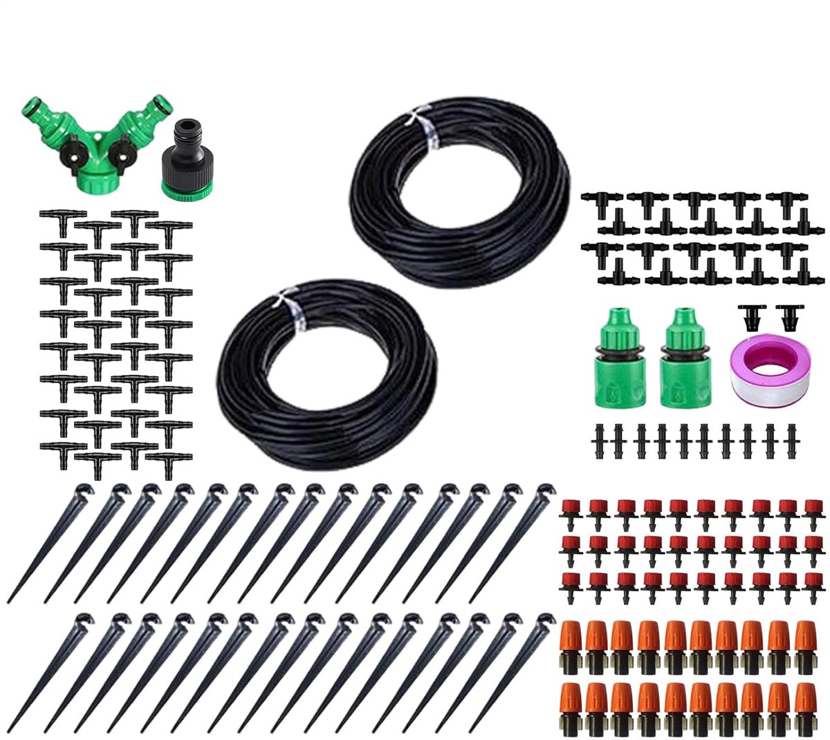 Beregeningssysteem Kit - Tuinsproeier Set - Gazon Water Geven - 360 Graden Draaiend - 30 Meter - Grijs