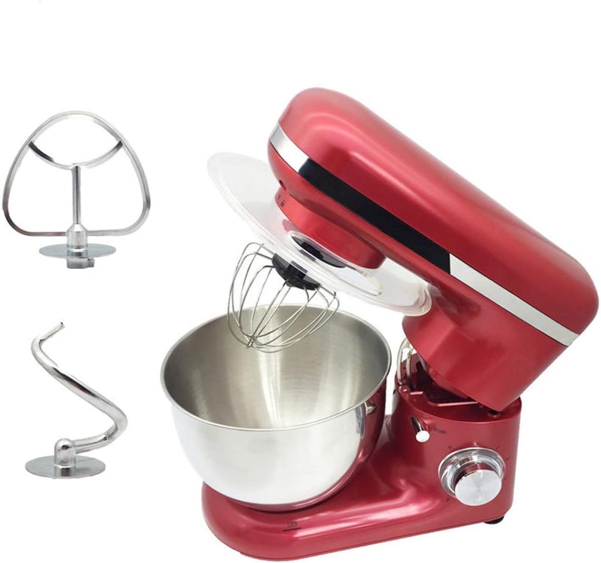 Elektrische Keukenmixer - Keukenrobot Garde - Bakken en Koken - 6 Snelheden 1500W - 4.0L Kom - Rood