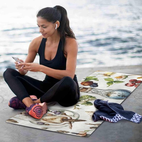 Opvouwbare Yoga Mat - Reis Mat - Thuis Sporten - Natuurlijk Rubber - 71x26 Inch - Bloem Print — afbeelding 4