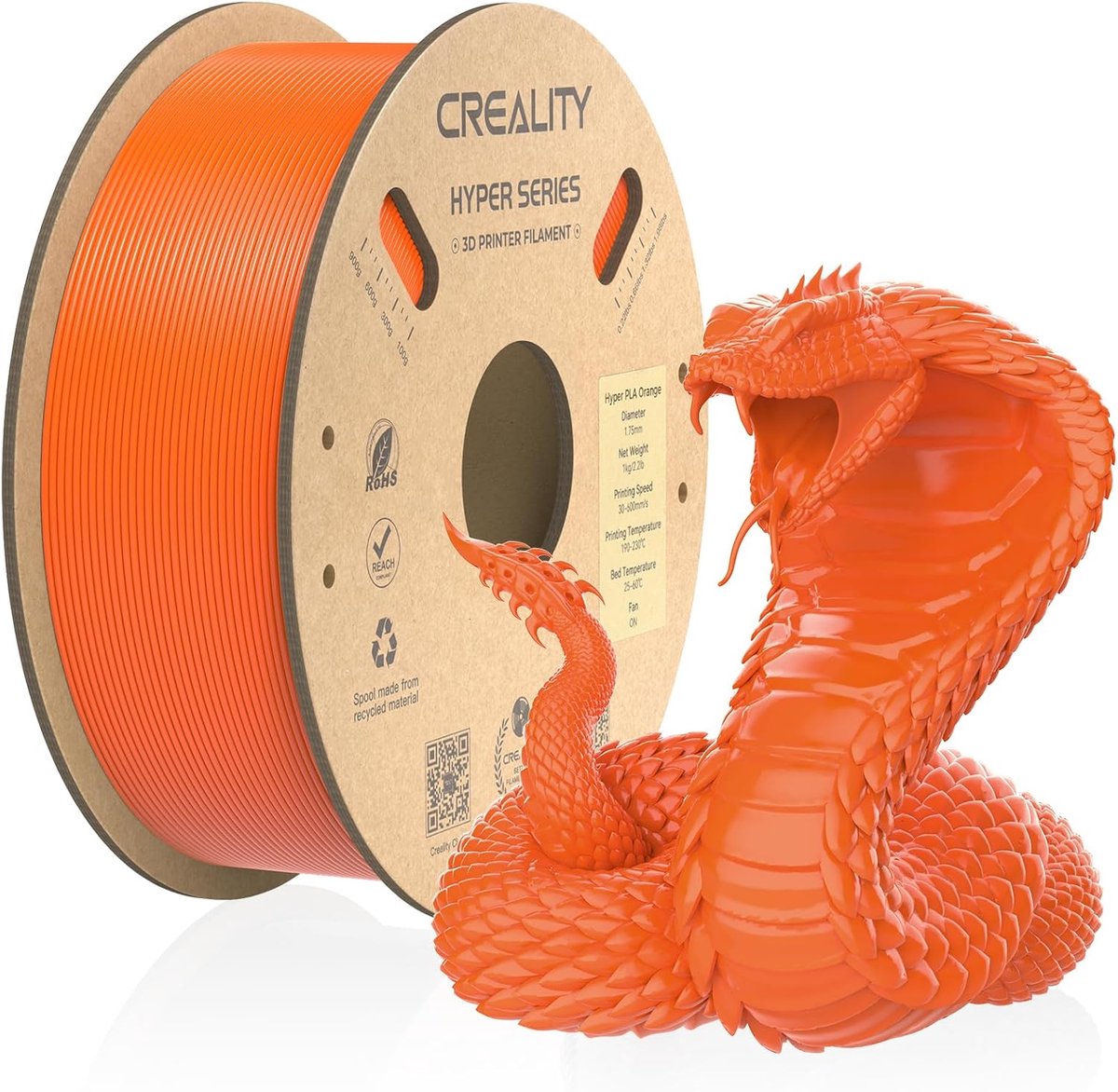 3D Printerfilament - Hoge Snelheid PLA - Snel Printen - Hoge Taaiheid - 1 kg Spoel - Oranje