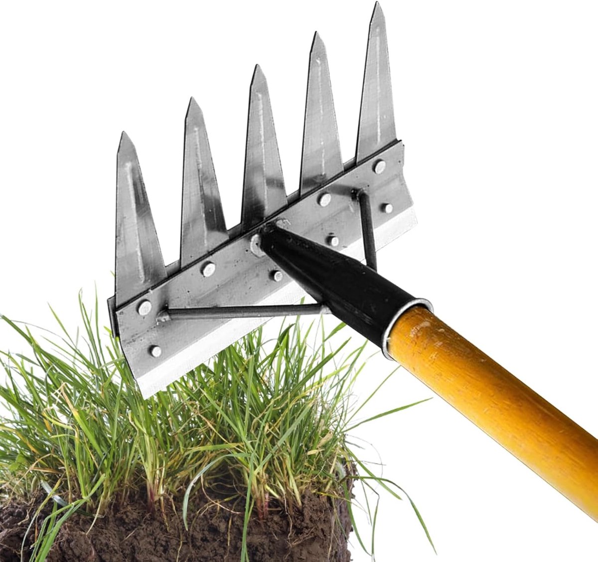 Onkruidgereedschap Handmatig - Metalen hark - Tuinonderhoud Vereenvoudigen - Ergonomisch Ontwerp - 5 Tanden - Metaal