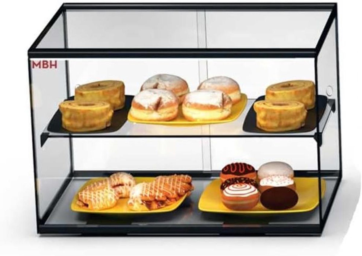 Neutrale Vitrine 55 cm 2 Etages voor Gebak en Taart