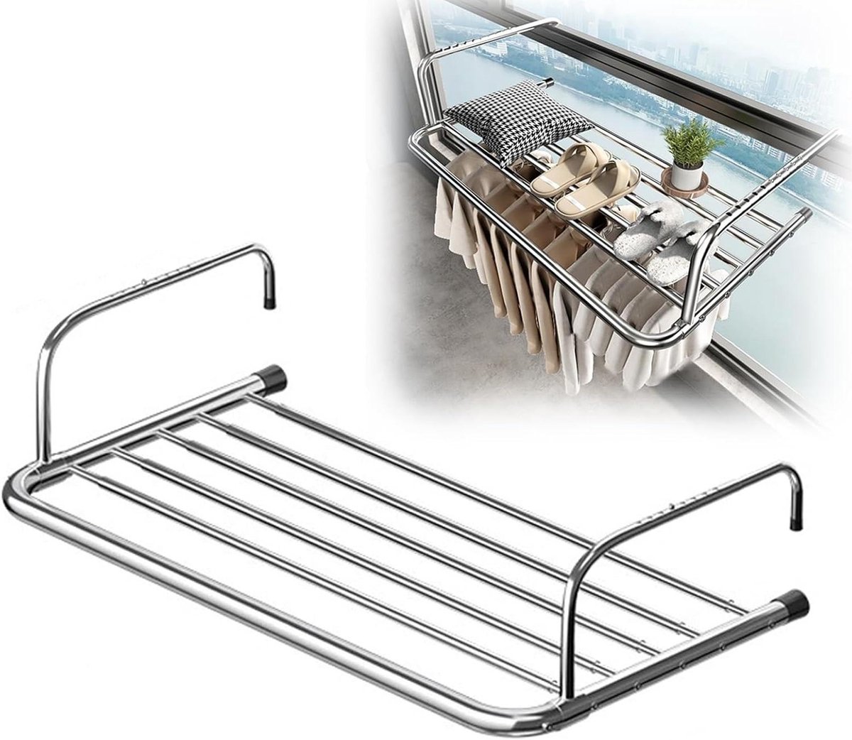 Roestvrij stalen radiator opvouwbare airer hangende radiator en balkon droogrek, uitschuif