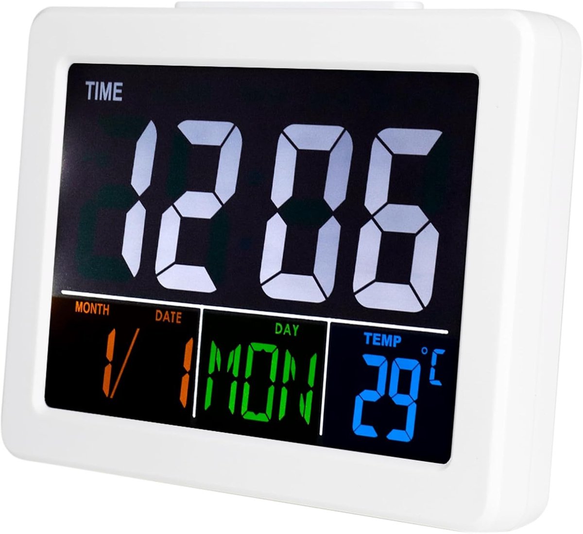Digitale Wekker met Groot Kleurenscherm voor Tijd, Datum en Temperatuur