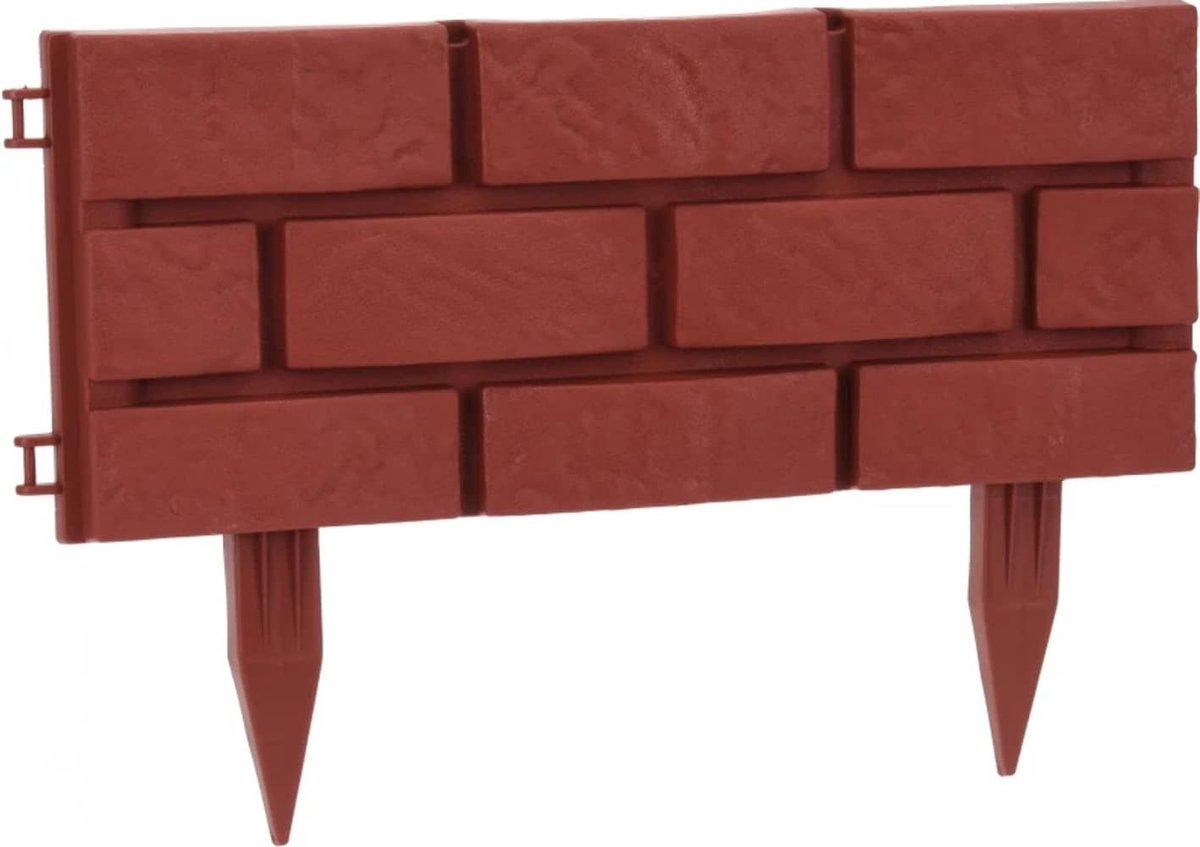 Tuinranden Set - Bloembakranden - Tuin Afscheiding - Steenlook Imitatie - 42 x 175 cm - Terracotta