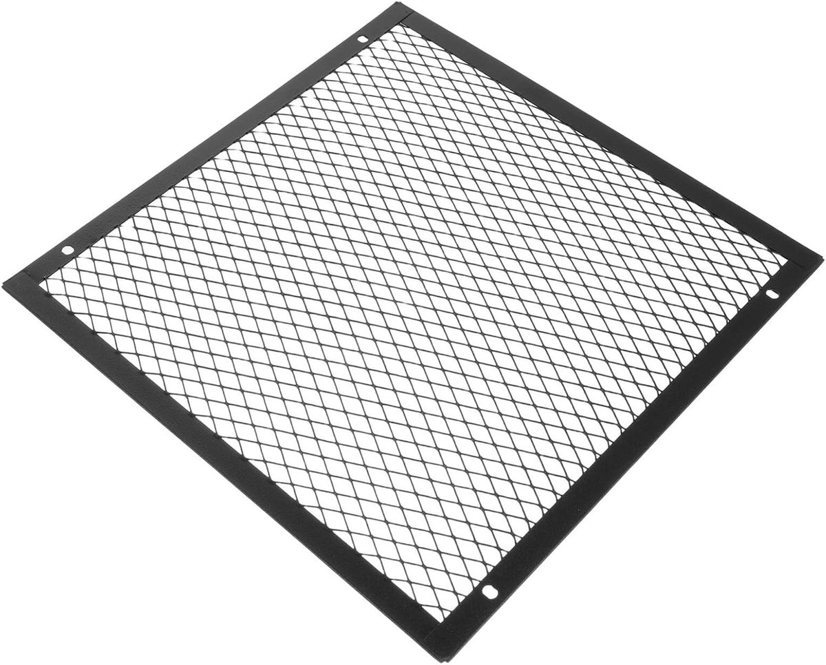 Haardscherm Vierkant - Vuurkorfhoes - Veiligheid Binnen - Ventilerend Gaas - 20x20cm - Zwart