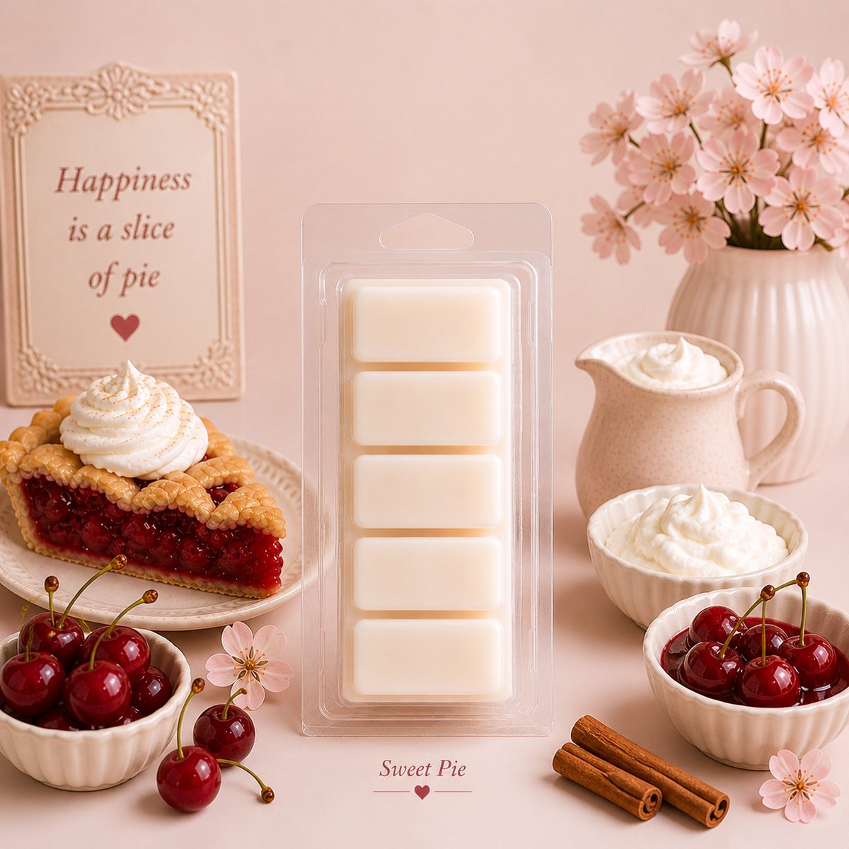 Anna's Geurenhuisje Waxmelts Sweet Pie - Snapbar - 55 gram - Sojawas - Handmade - Dierproefvrij - Vegan - Huisparfum - Voor in geurbrander - Waxbrander - Geur in huis - Wax melt - Geurkaars - Parfum Creme