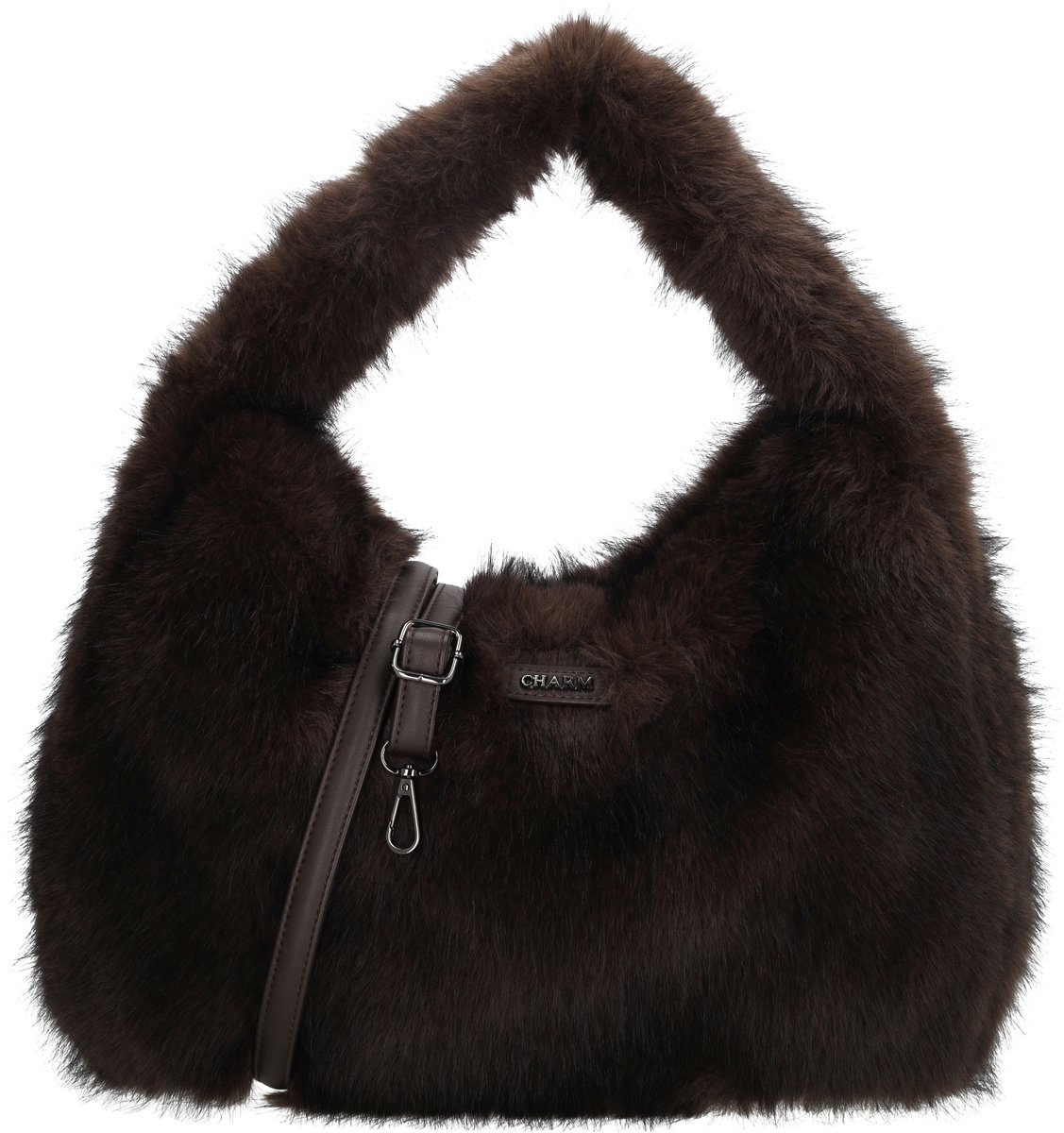 Charm London Antarctica Handtas - Schoudertas - Fluffy Tas - Dames Tas - Verstelbare Schouderband - Trendy Tas - Donkerbruin