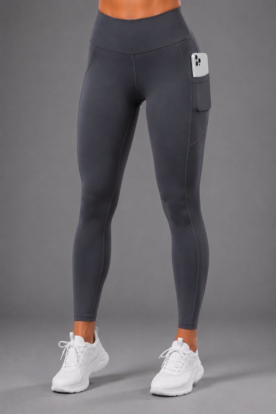 SparkNine Pacepocket dames sportlegging - met handige zakken - XS - grijs - hoge taille - elastisch - squatproof - niet doorschijnend — afbeelding 5