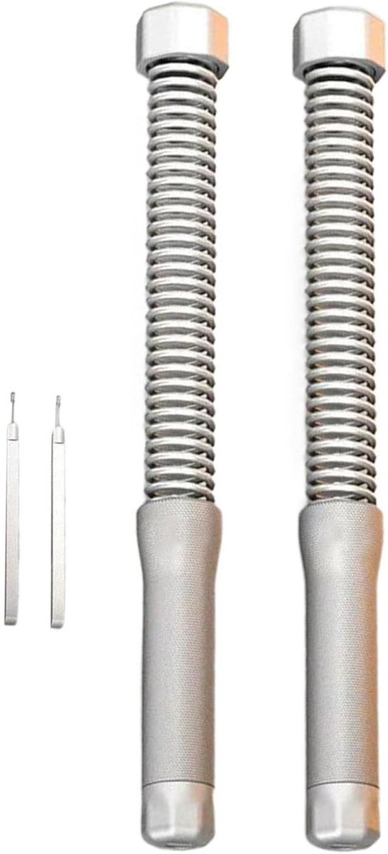 Springstokken Paar - Fitness Stokken - Thuis Krachttraining - Dynamisch Veermechanisme - 47 cm - Grijs