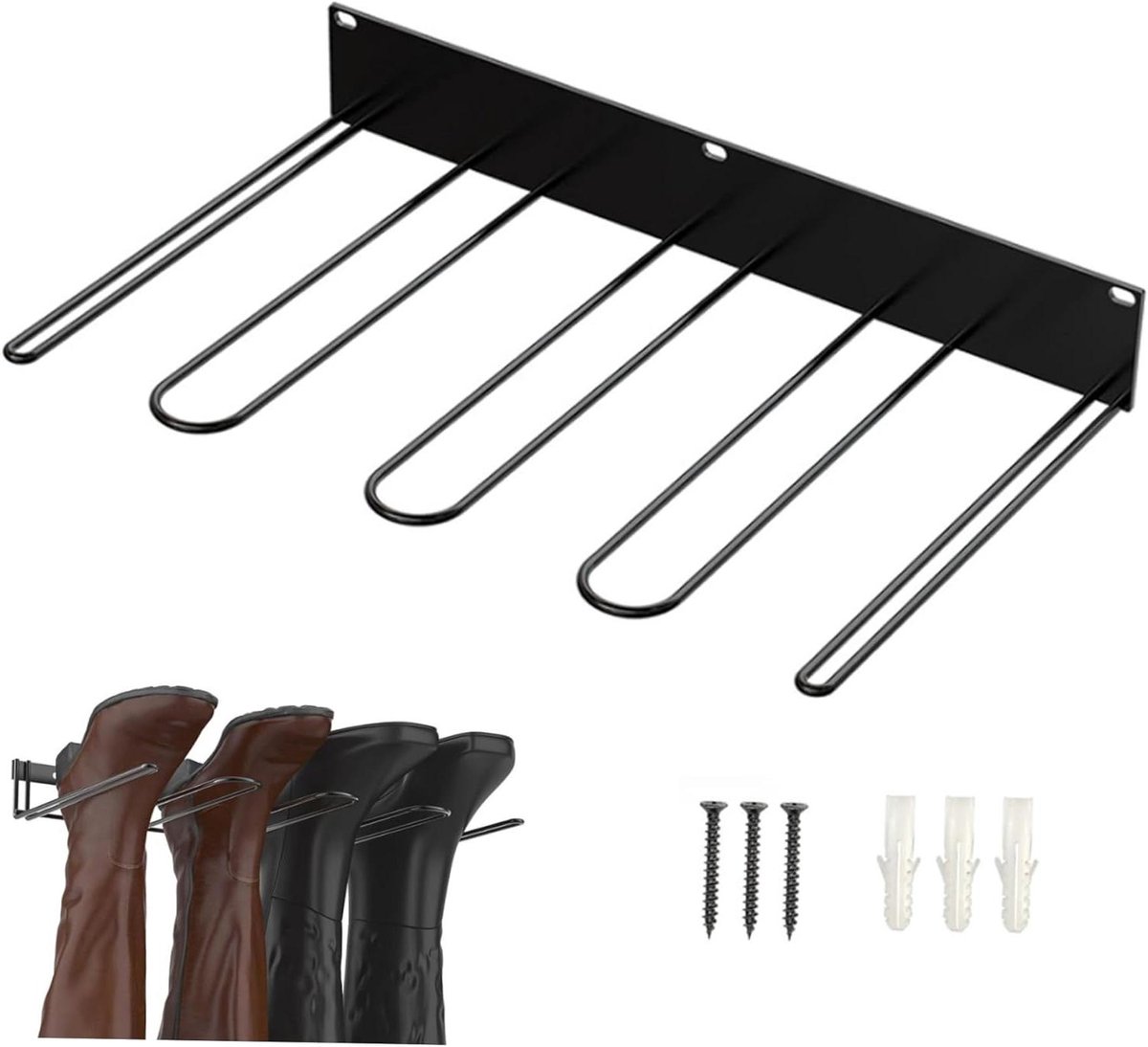 Laarzenhanger - Wandrek - Schoenen Drogen - Robuust Metaal - 41.5 cm - Zwart