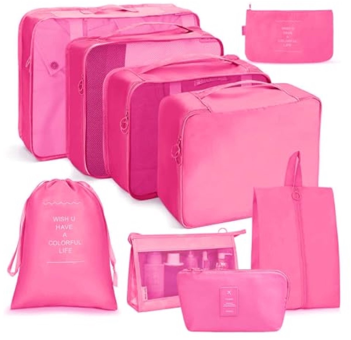 Reisverpakkingskubussen 9-delig - Koffer organizer set - Waterdichte bagage organisatoren - Roze