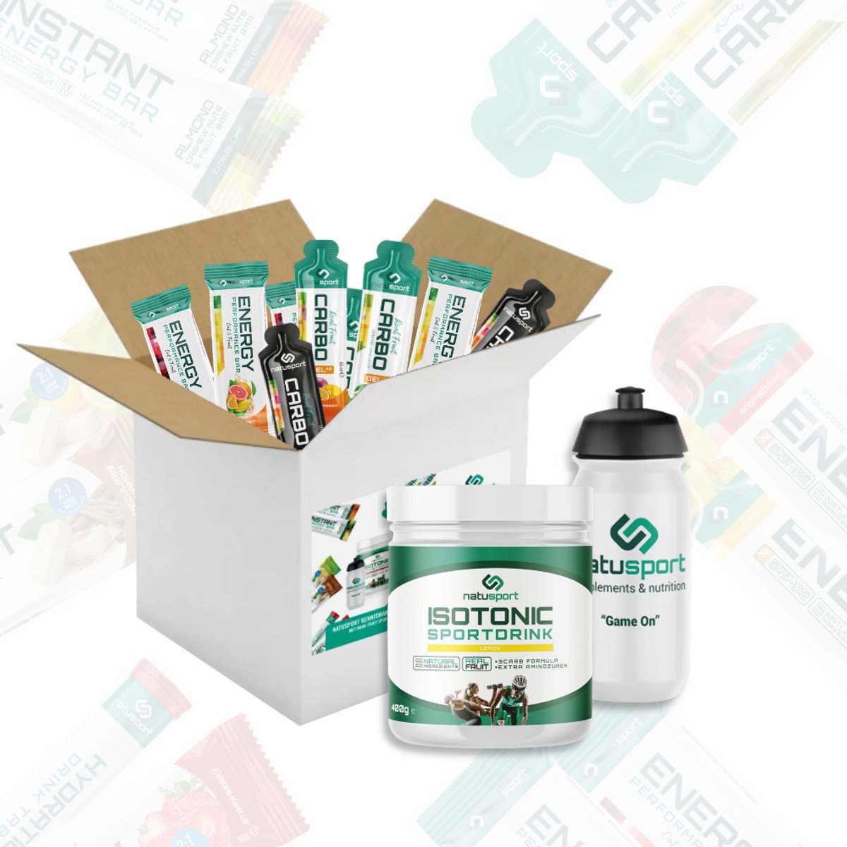 Natusport Kennismakingspakket - Sportvoeding - Sportdrank, Energiegels, Sportrepen & Elektrolyten - Lemon