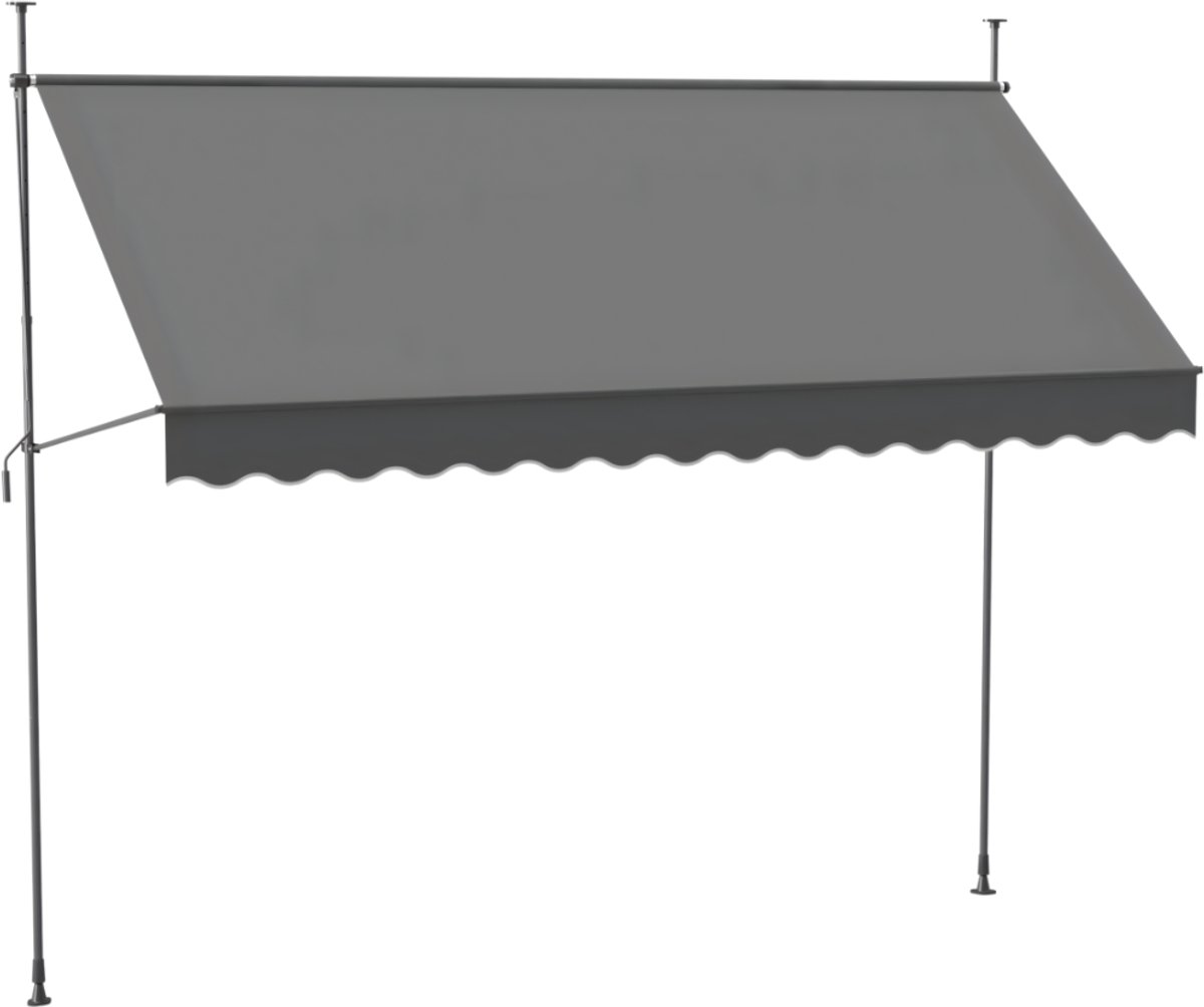 Klemluifel – Voor balkon – Verstelbare zonwering – Donkergrijs, 350 cm