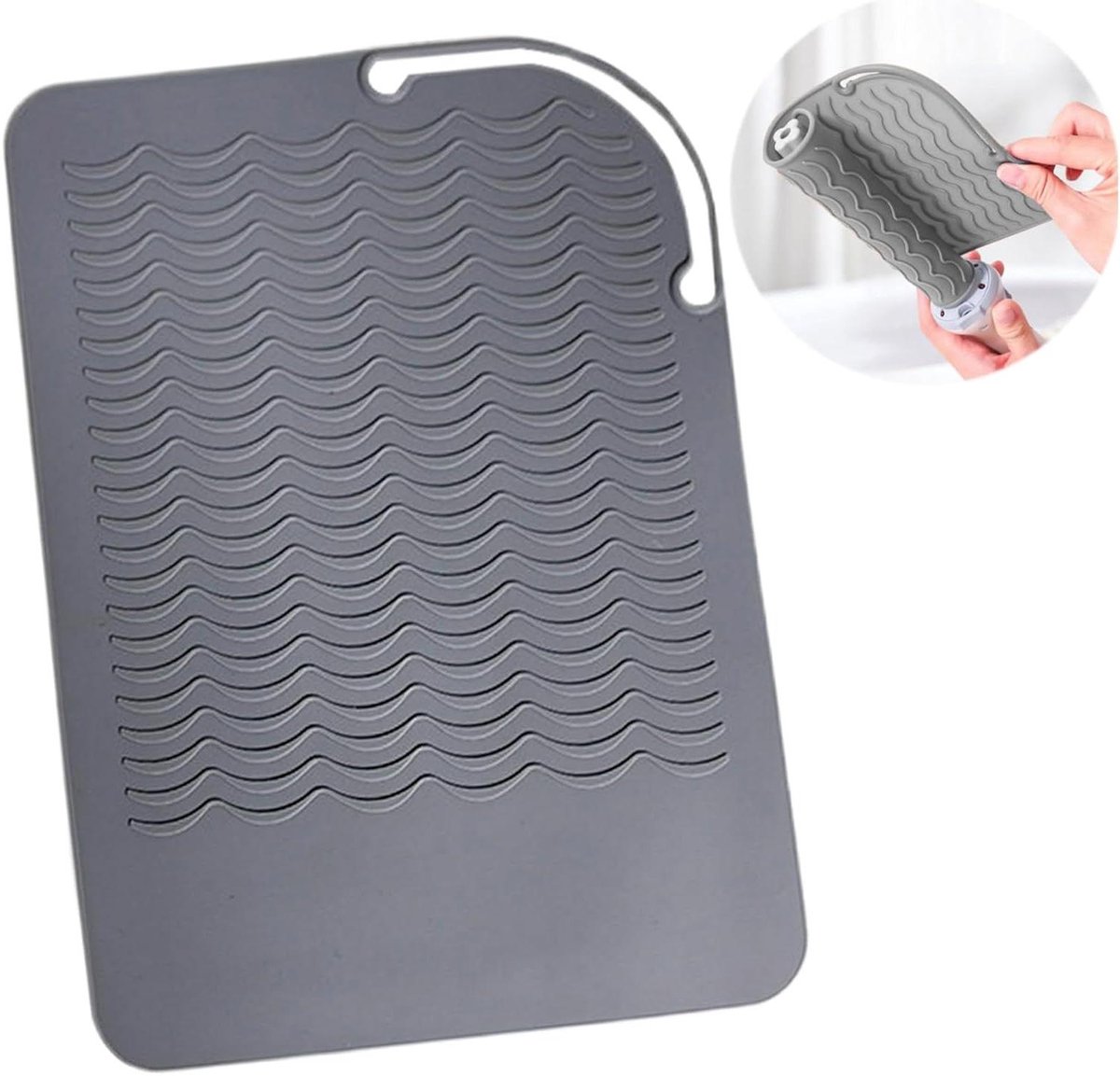 Hittebestendige Mat - Styling Tool Mat - Bescherming van Oppervlakken - Antislip Wafeltextuur - 14 x 10 cm - Grijs