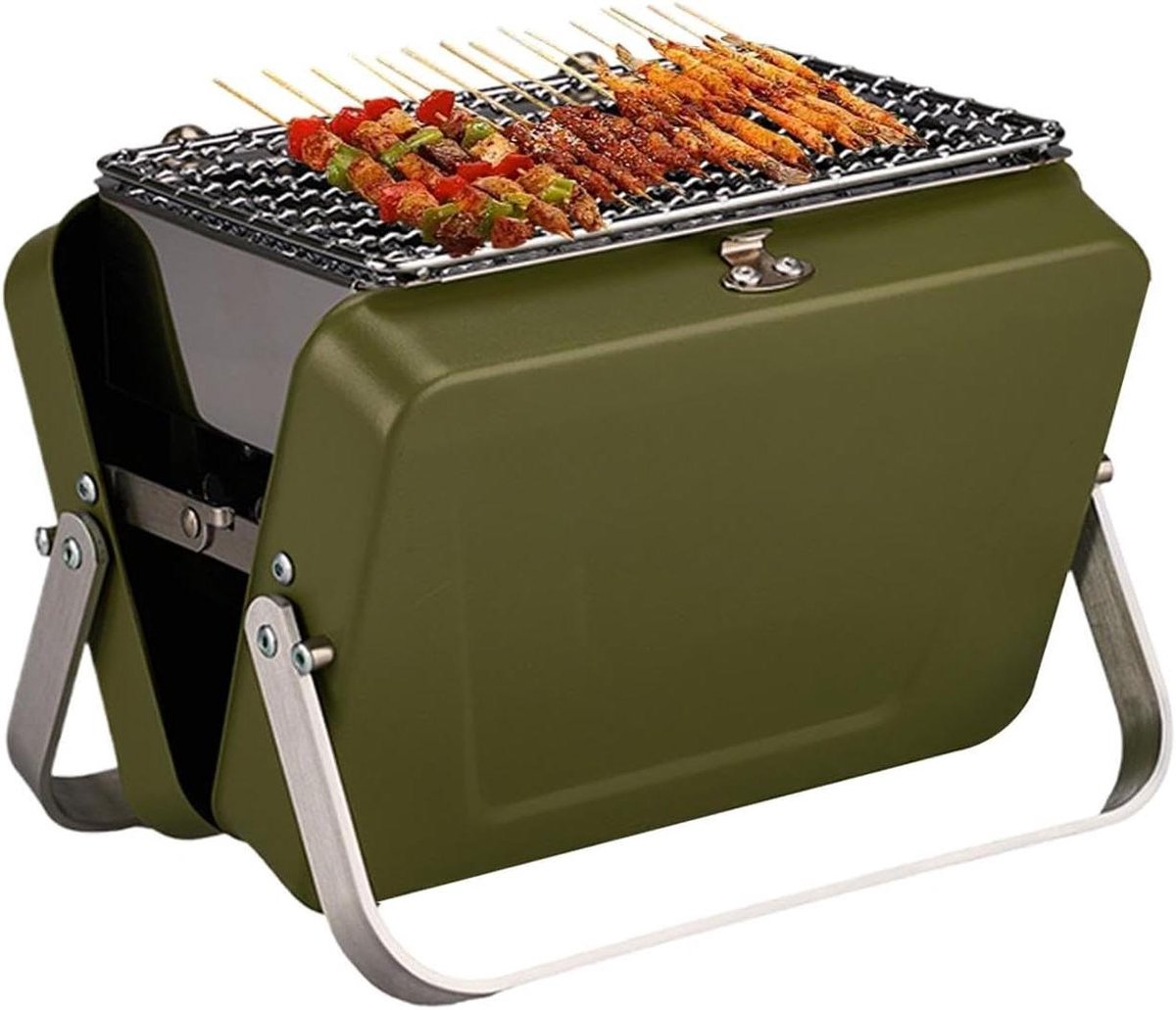 Draagbare Houtskoolgrill Kleine Grill Kamperen Buiten Koken Verbeterde Grillefficiëntie 15 x 15 x 15 cm Groen