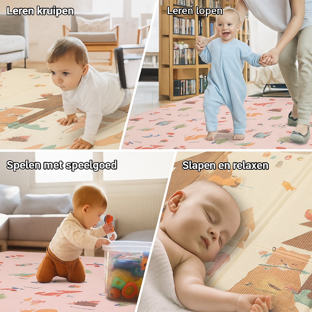 TrueStone Speelmat - 2 verschillende Designs - 150 x 200 CM - Speelmat Baby - Speelmat Foam - Opvouwbaar - Speelkleed — afbeelding 3