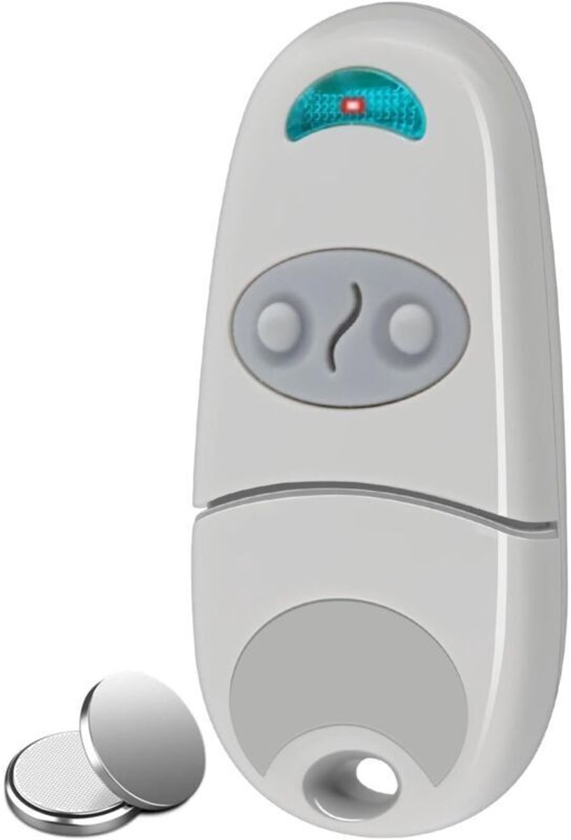 Eén toegangscontrole-afstandsbediening, 433,92 MHz, 2 kanalen.