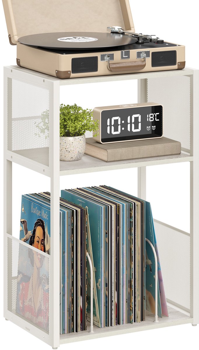 VASAGLE - Bijzettafel - Bijzettafeltjes Woonkamer - Met 3 Lagen - Bijzettafel - Opslag voor tot 100 Albums