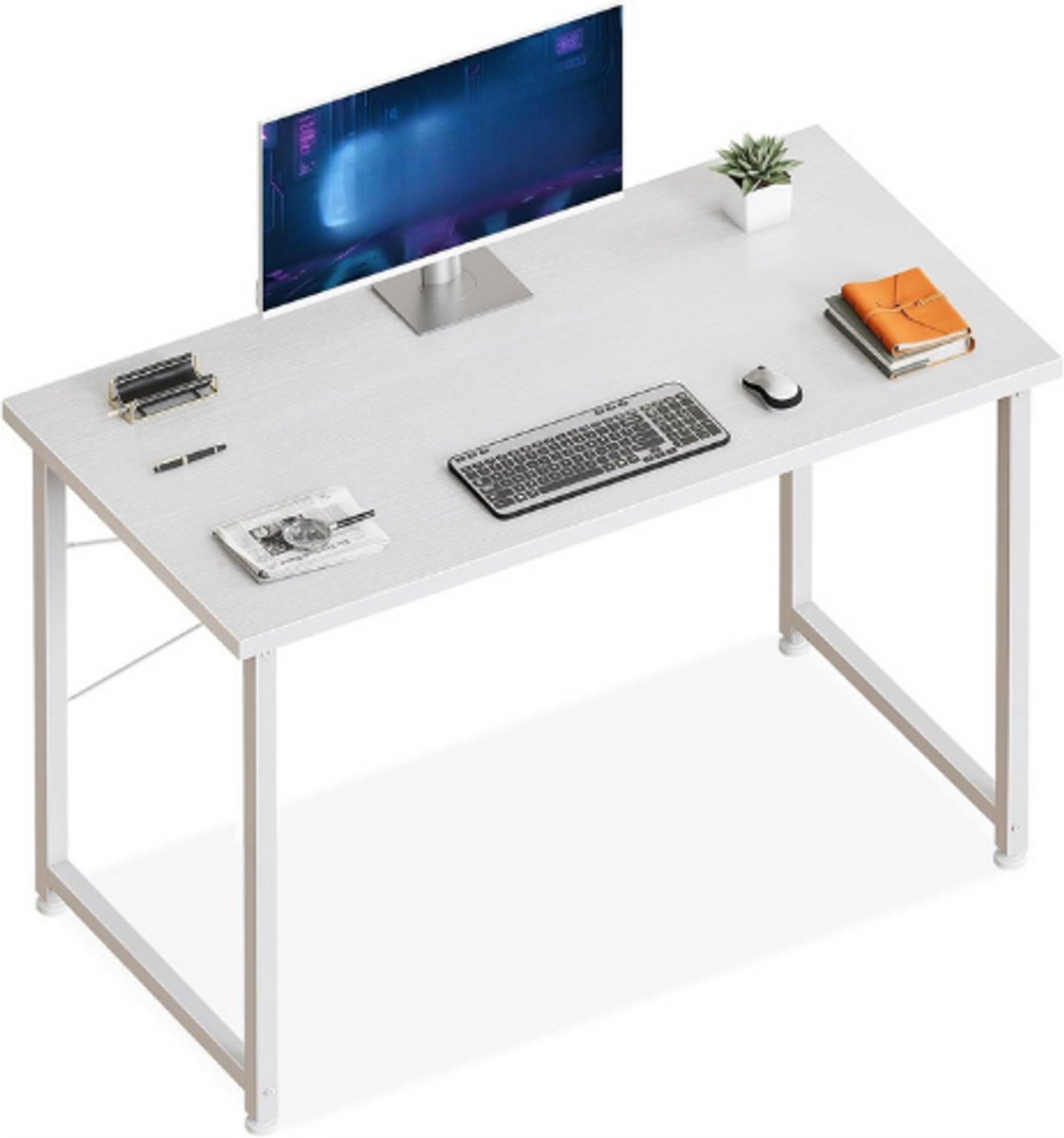 Compact Computerbureau 100x48 Cm Wit Bureau Voor Kantoor Slaapkamer En Woonkamer Minimalistisch Werkbureau Voor Laptop En Studie