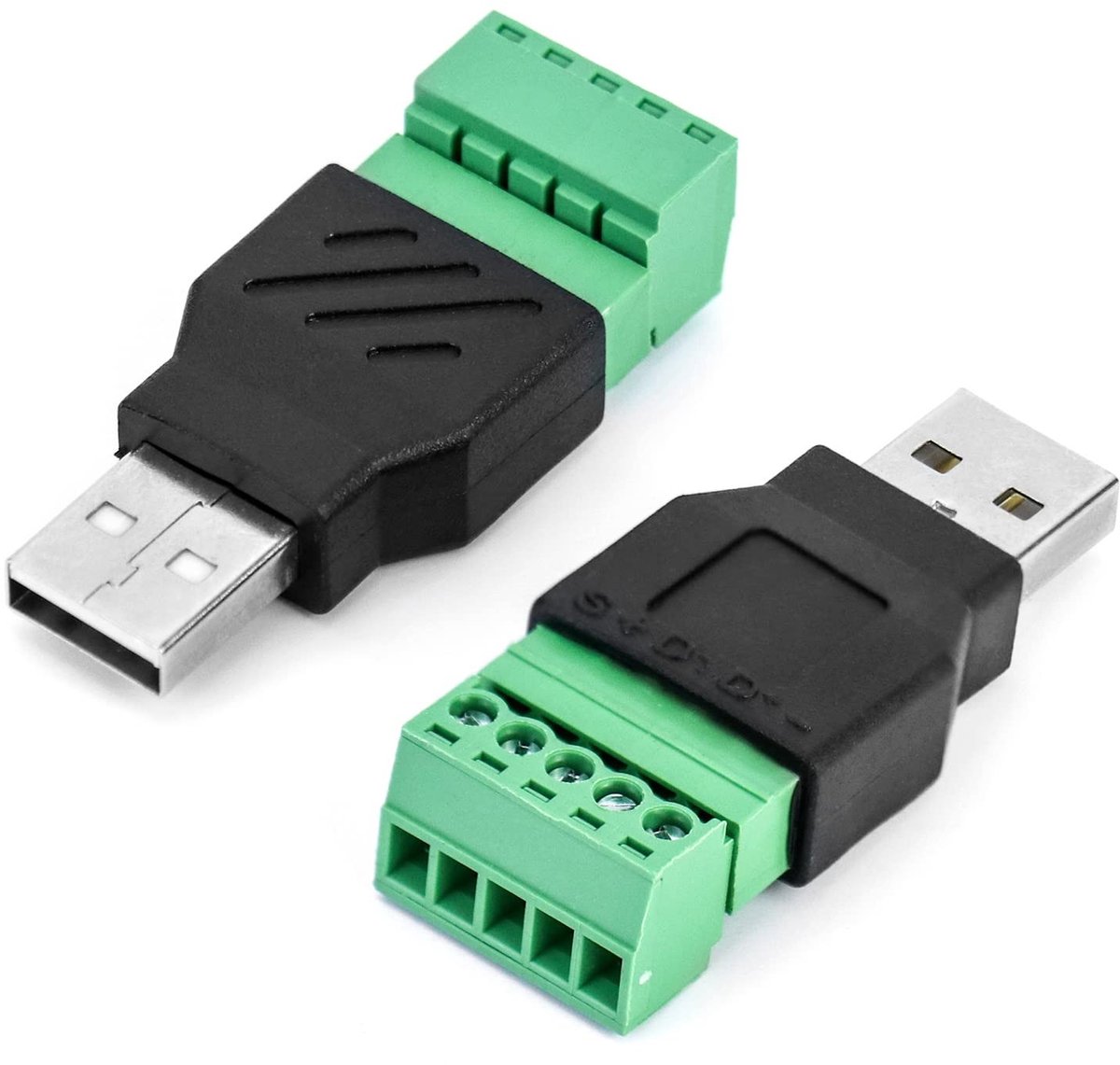 aladdien - USB Schroefaansluiting Adapter - USB 2.0 Type A - 2 Stuks - Datatransmissie - 5-pins Terminal - Geschikt voor Elektronica