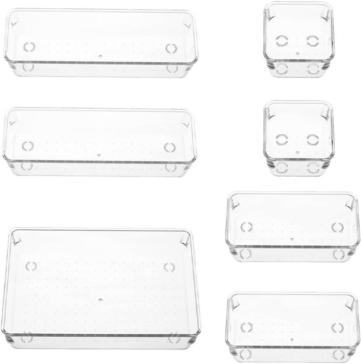 Lade Organizer - Opbergbakjes - Lades Indelen - Veelzijdig Bruikbaar - 7 Stuks - Transparant
