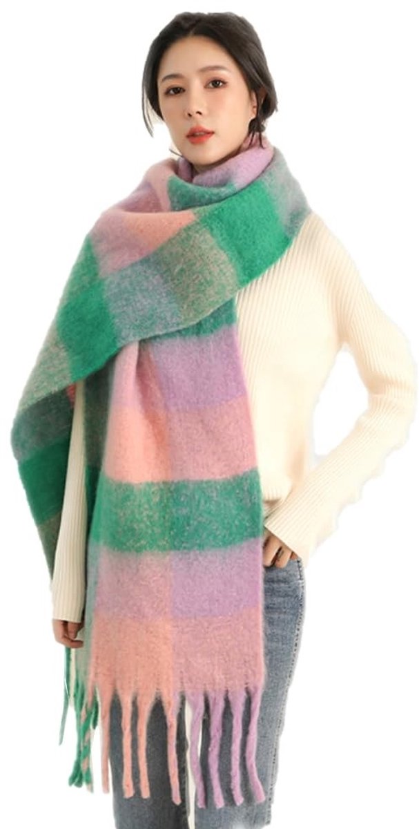 aladdien - Oversized Damessjaal - Zachte en Warme Wintersjaal - Geruit Design - Meer kleuren - Perfect voor Herfst en Winter - Ideaal als Modesjaal