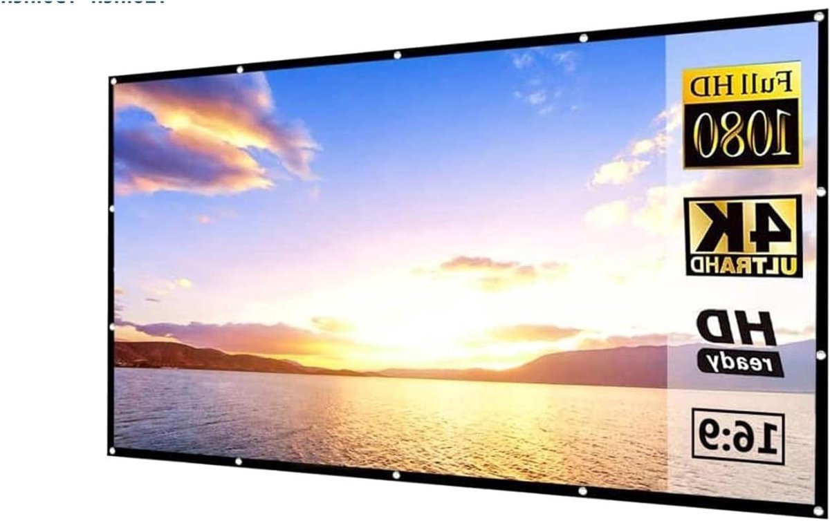 Projectiescherm Met Haken - Draagbaar Scherm Gordijn - Films Kijken Buiten - Gelijkmatige Lichtverspreiding - 100 Inch - Zwart