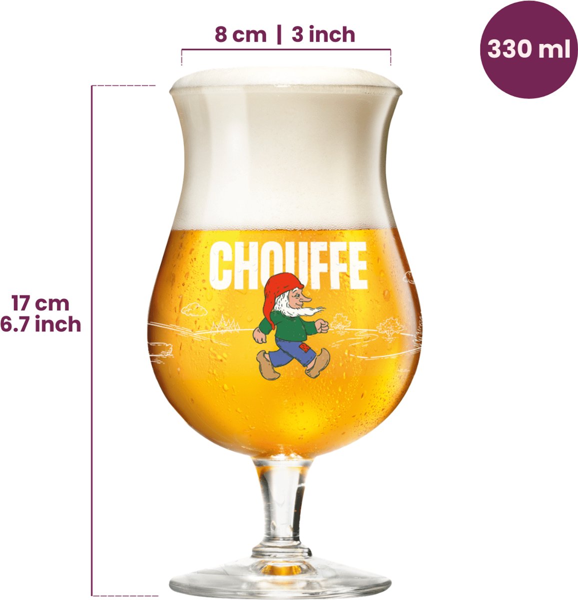 La Chouffe Verres à Bière 33cl Officiels - Lot De 2
