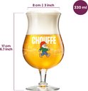 Een Chauffé bierglas met kabouterlogo, afmetingen 17cm hoog, 8cm breed.