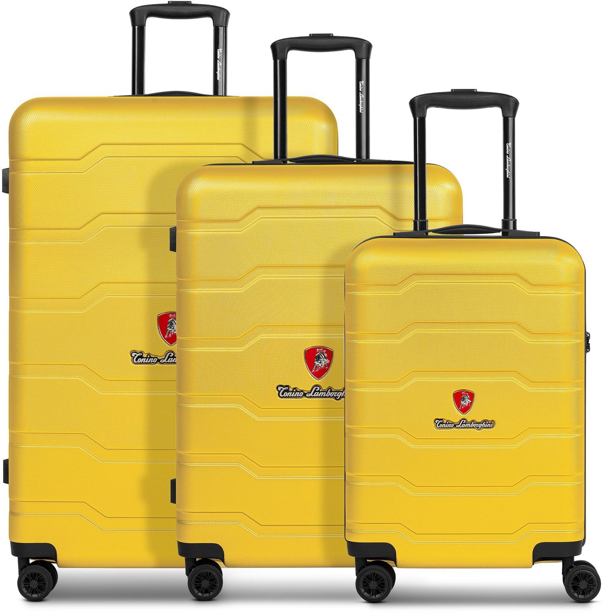 Tonino Lamborghini Bologna 4 wielen Kofferset 3-delig - Harde bagage - Combinatieslot - yellow