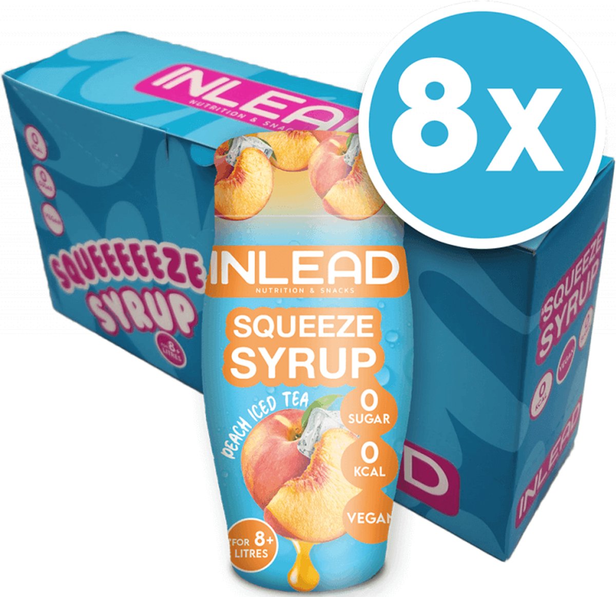 Inlead Squeeze Syrup (8x65ml) Peach Iced Tea - Functionele voeding - Smaakstoffen/zoetstoffen