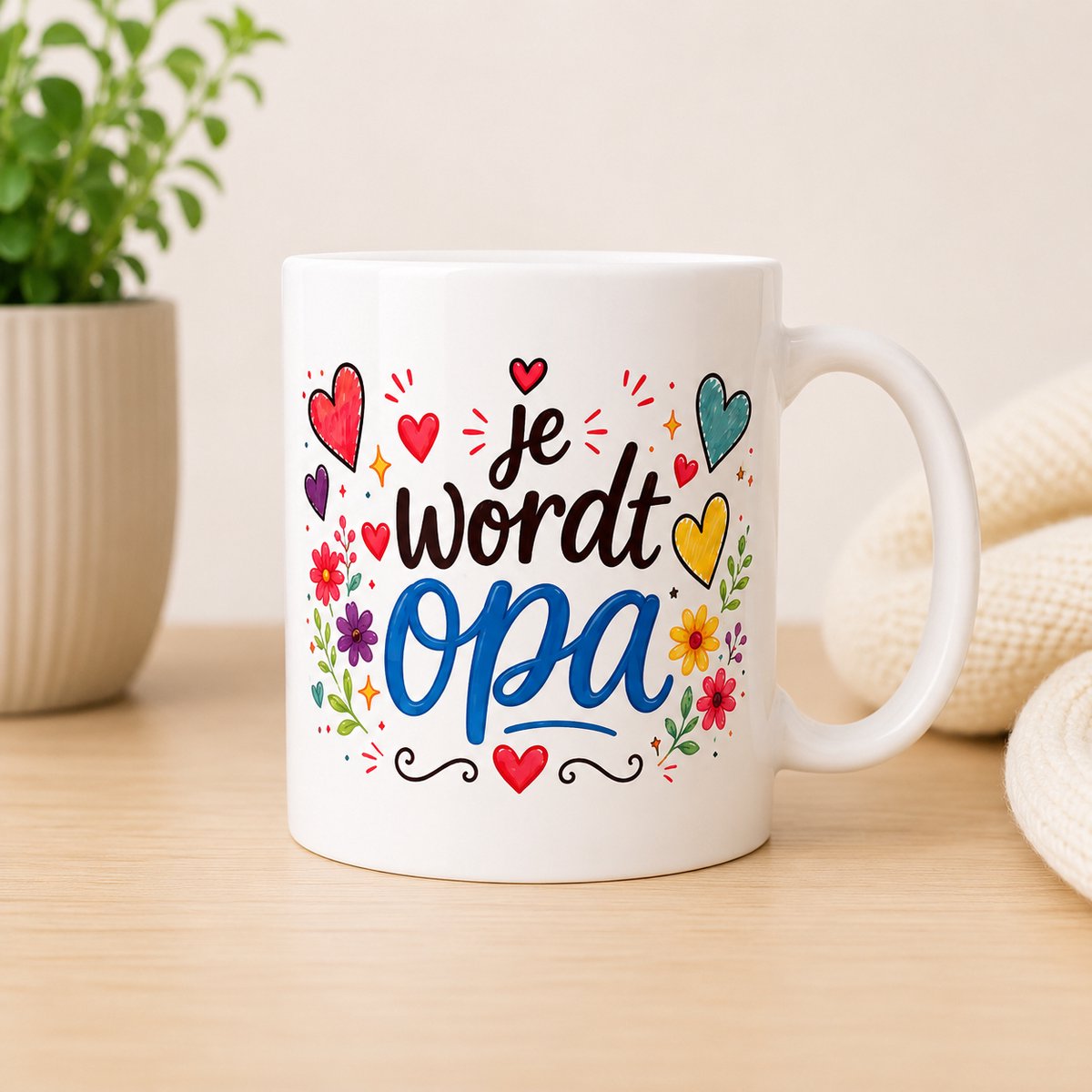 Afecto Opa Mok – Je Wordt Opa – Opa Aankondiging Cadeau – Originele Koffiemok voor Aanstaande Opa – 330ml – Vaatwasserbestendig