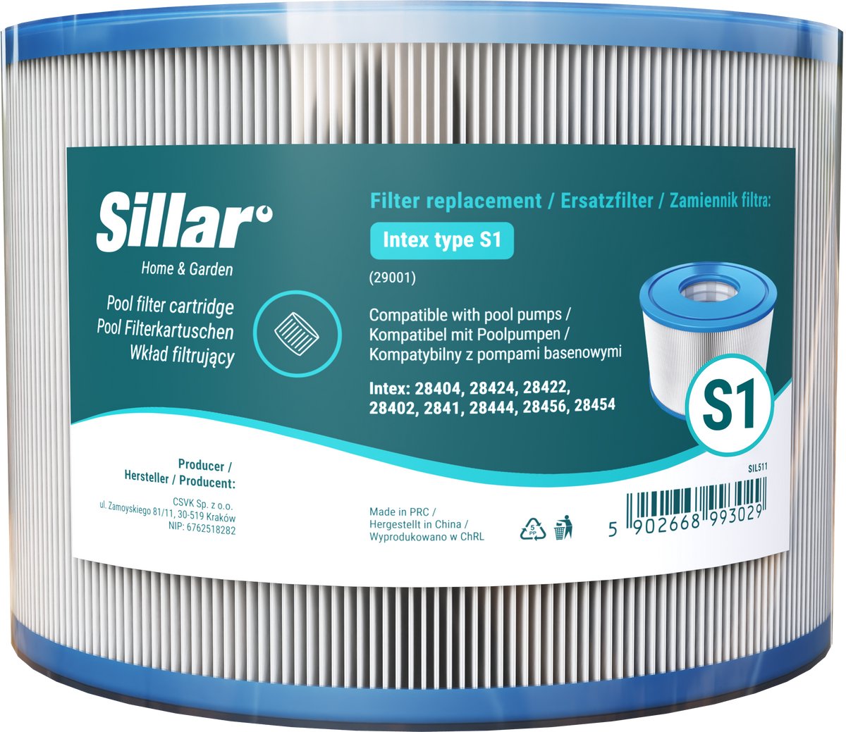 Sillar 3x Filter cartridges voor zwembadpompen - zwembadfilter - voor zwembad, jacuzzi - vervangingsfilter Intex 28404 28424 28422 29001 – foto 5