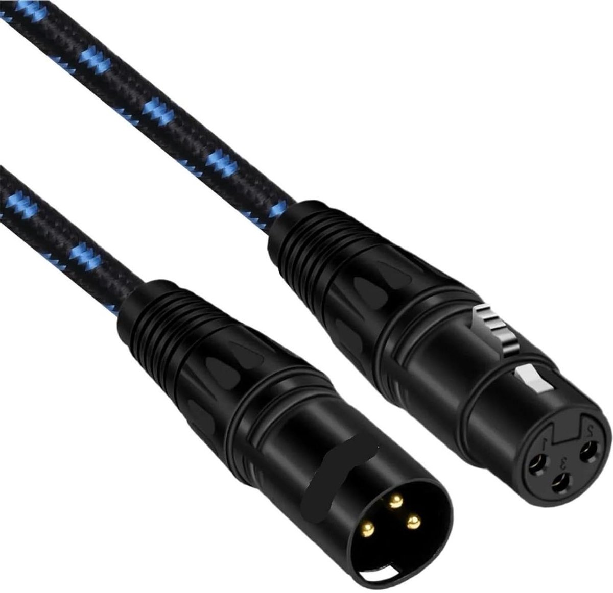 Microfoonkabel - XLR Kabel - Live Geluid - Symmetrische 3-polig - 5 meter - Zwart Blauw