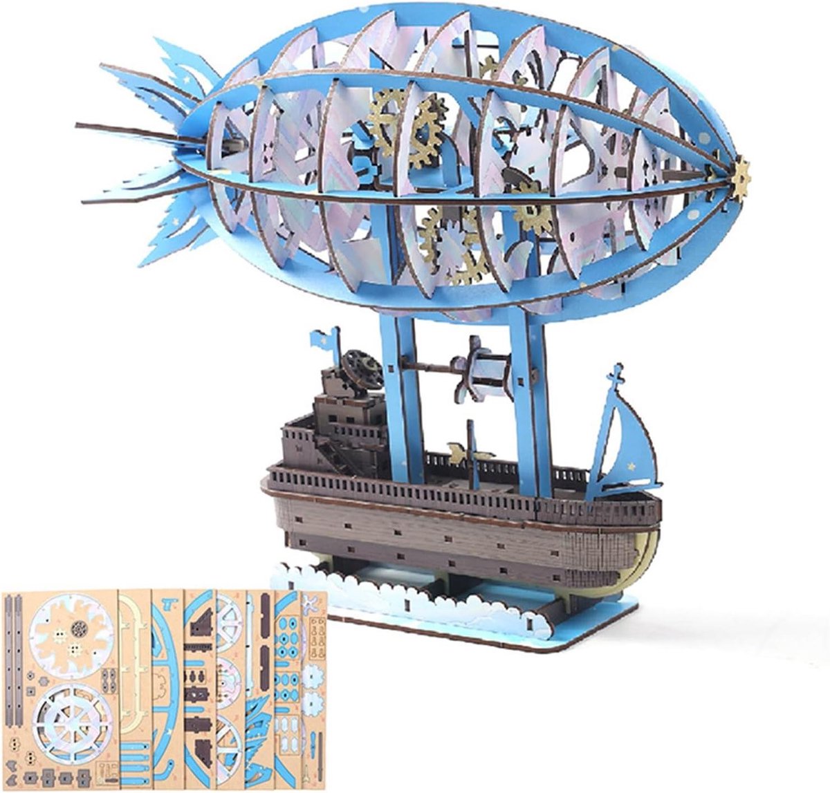 Luchtschip Houten Puzzel - 3D Modelbouw Knutselwerk - Hersenen Trainen - Zelf te Monteren