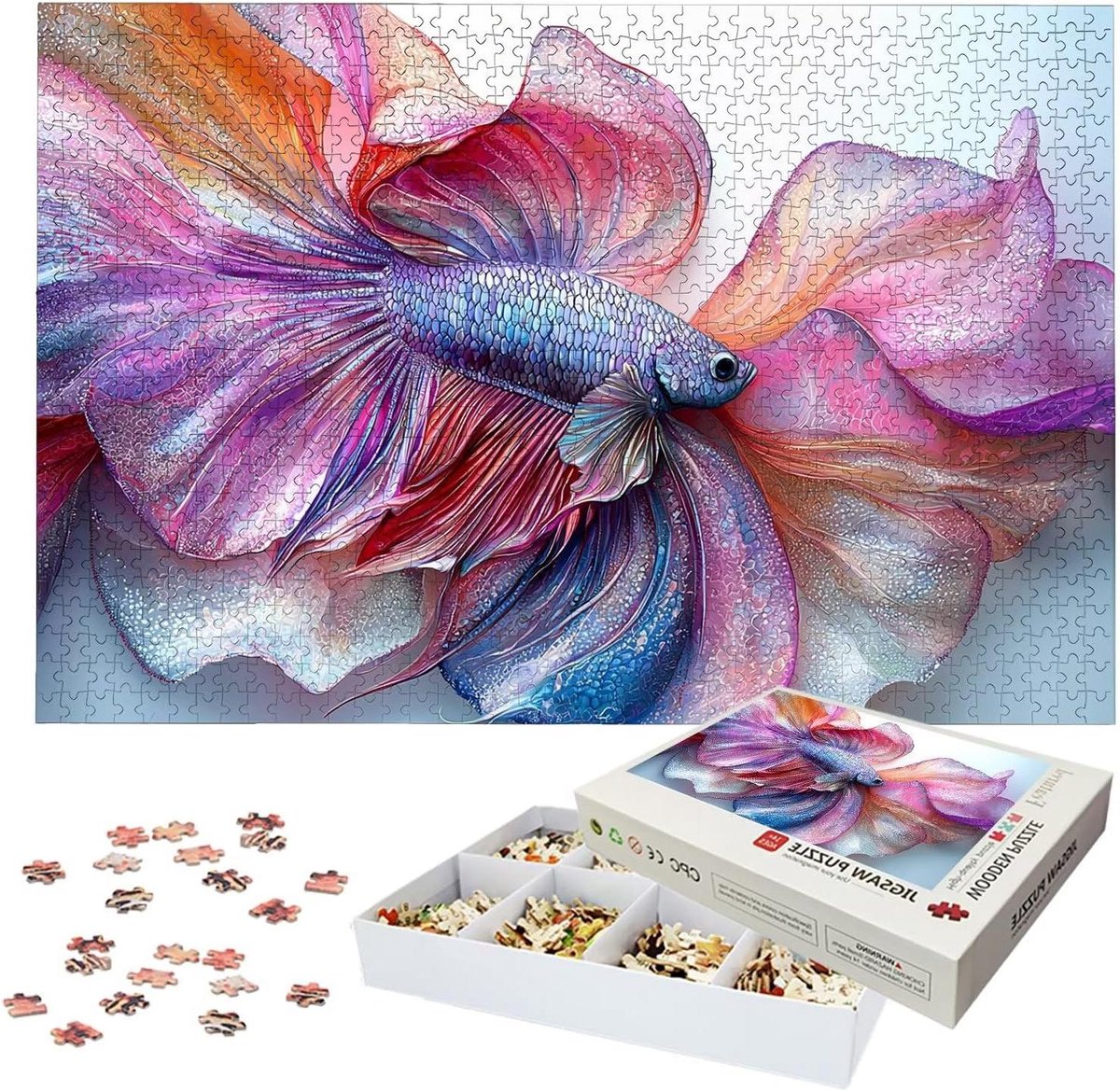 Houten Puzzel - Legpuzzel Volwassenen - Ontspanning Thuis - Lettermarkeringen Achterkant - 122 x 81 cm - Meerkleurig
