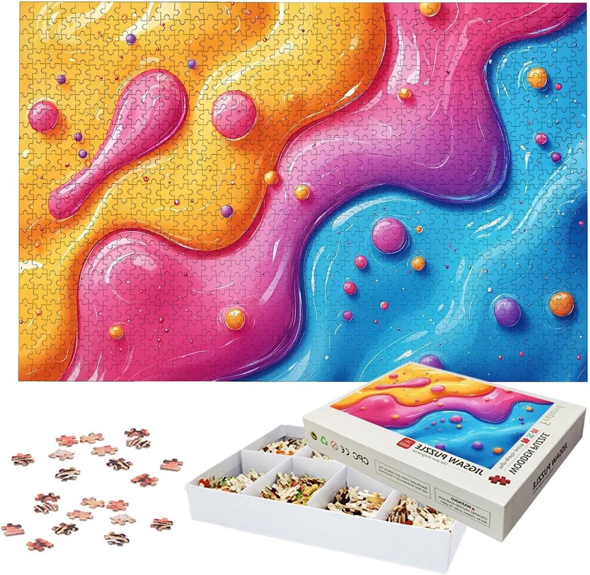 Houten Puzzel - 3000 Stukjes Puzzel - Ontspanning Thuis - Lettermarkering Achterkant - 122 x 81 cm - Meerkleurig