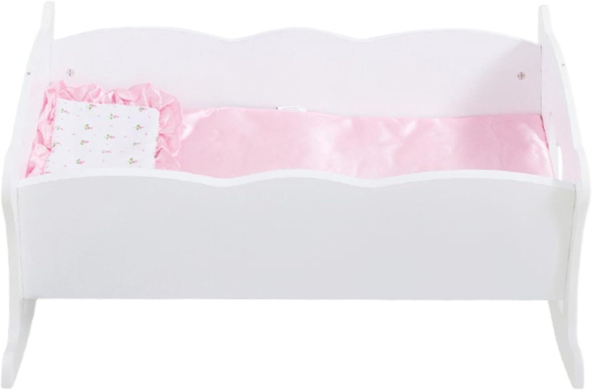 Poppenwieg Speelgoed - Poppenbed Wiegenbed - Rollenspel Kinderen - Met Beddengoed - 58 x 375 x 55 cm - Houtkleur