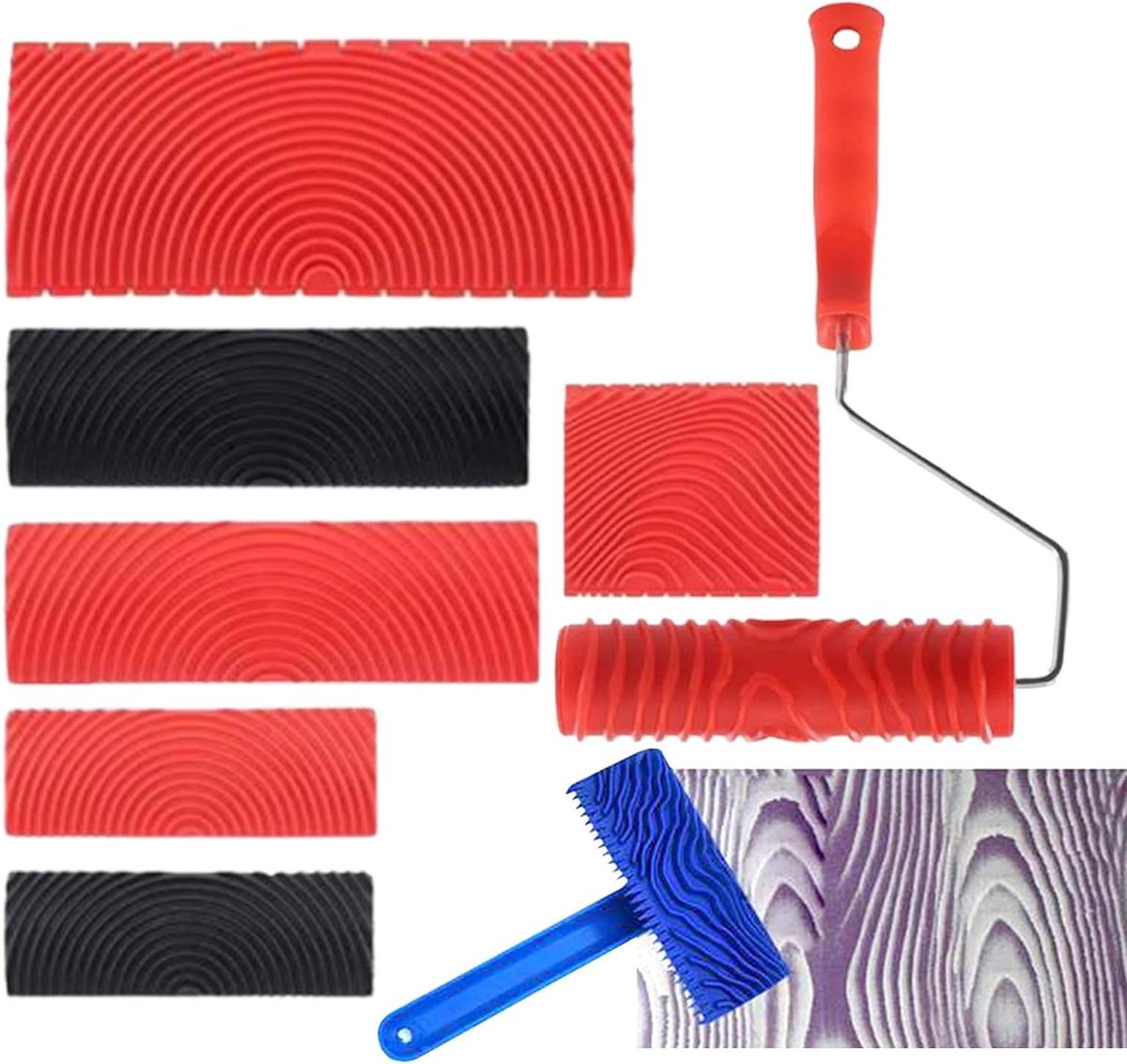 Houtnerfgereedschap Set - Houtnerfroller Patroonmaker - Muren en Meubels Decoreren - Gedetailleerd Embossingeffect - 8 Delig - Niet gespecificeerd
