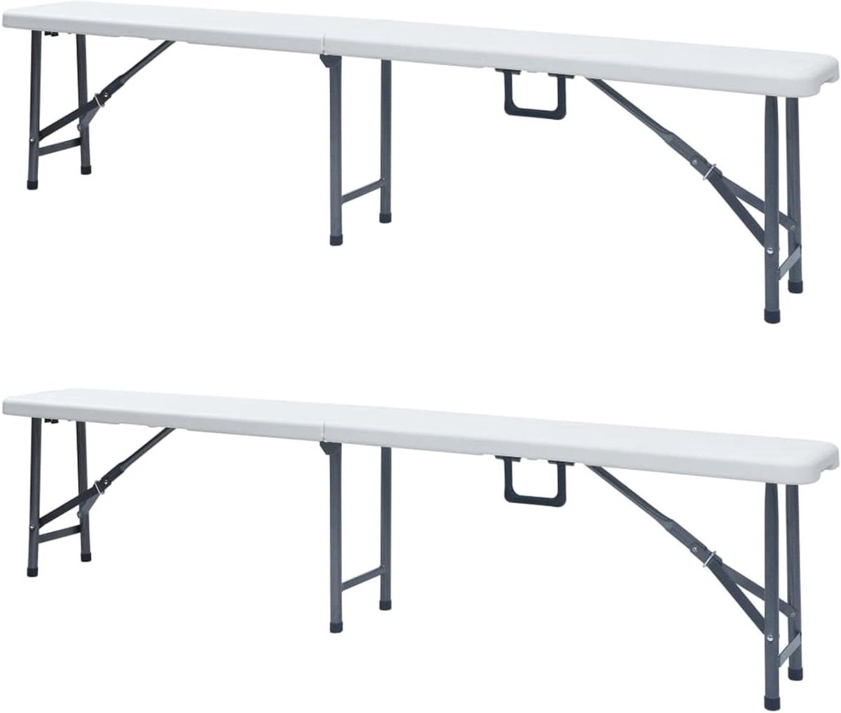 Inklapbare Tuinbanken - Kampeerbanken Terrasbanken - Buiten Zitten - Weerbestendig HDPE - 180 cm Lengte - Wit