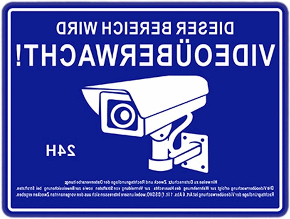 Veiligheidspictogram Camera - Waarschuwingssticker Observatie - Eigendom Beveiligen - Zelfklevend PVC - 144 x 139 cm - Zwart