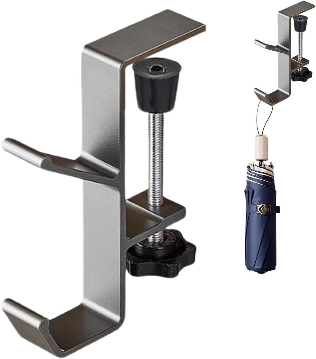 Bureau Clamp Haak - Tas Houder - Bureau Organisatie - Verstelbare Klem - 267 inch dikte - Grijs