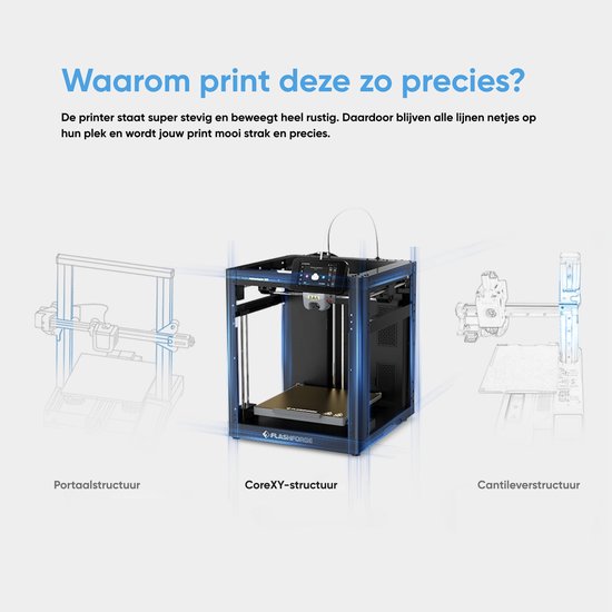 Flashforge Adventurer 5M High Speed 3D Printer 600mm/s Touchscreen – Kindvriendelijk - Quick-Detach Nozzle - 220×220×220 mm - WiFi - Smart App