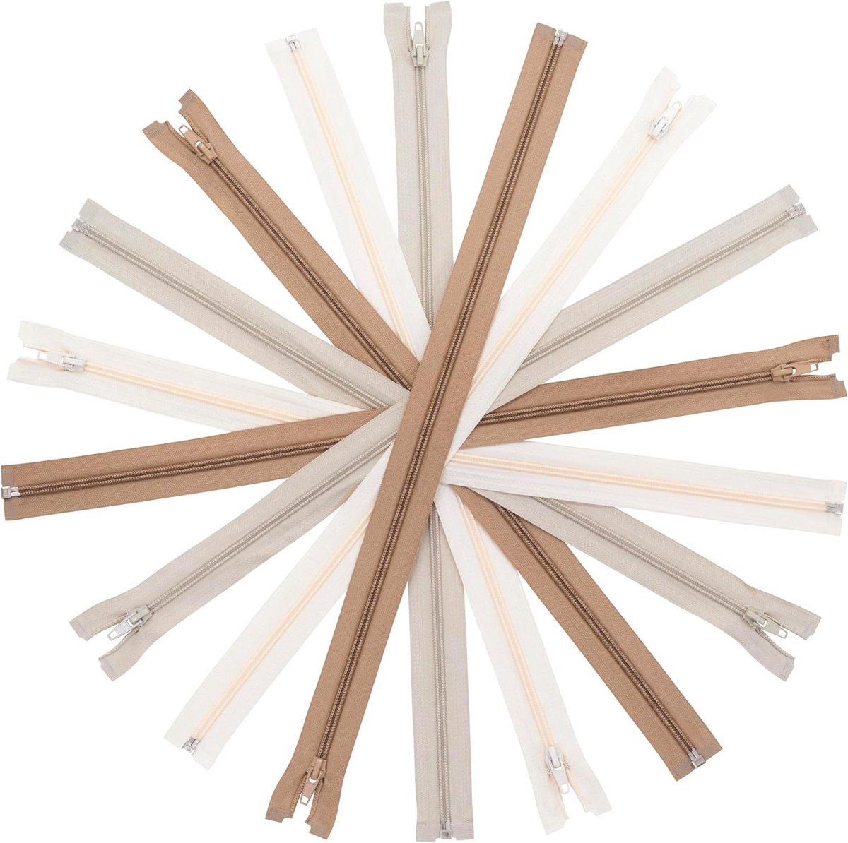 Set spiraalritsen - Deelbare ritsen - Kleding en tassen - Met schuiver - 9 stuks 45 cm