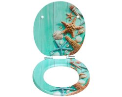 Toiletbril-Wc-bril met softclosemechanisme-MDF- softclose scharnier- hoogwaardig toiletdeksel -hoog zitcomfort-eenvoudige montage- Caribbean Blue