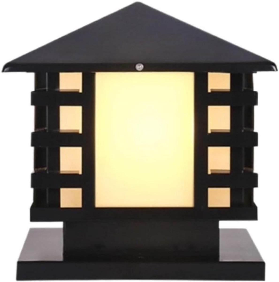 Buitenlamp Vierkant - Paallamp Tuin - Pad Verlichten - Roestvrij Staal - 20 x 27cm - Zwart
