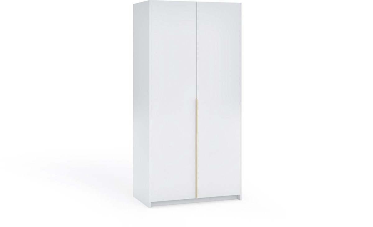 Margaret Hadas24 Kledingkast Apollonia zonder Spiegel 100 x 204 cm (wit, gouden handgrepen)