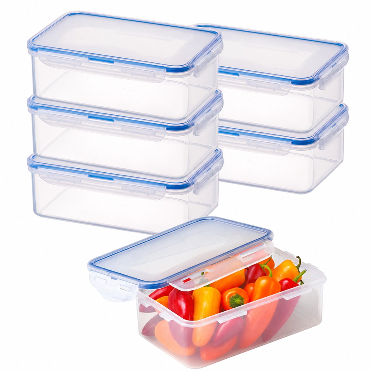 Lock&Lock Diepvriesbakjes - Meal prep bakjes - Vershoudbakjes - 1 liter - Set 6 stuks - 100% Lekvrij - BPA vrij - PFAS vrij - Magnetron bakjes met deksel - Diepvriesdozen - Bewaarbakjes - Vershouddoos - Transparant — afbeelding 1