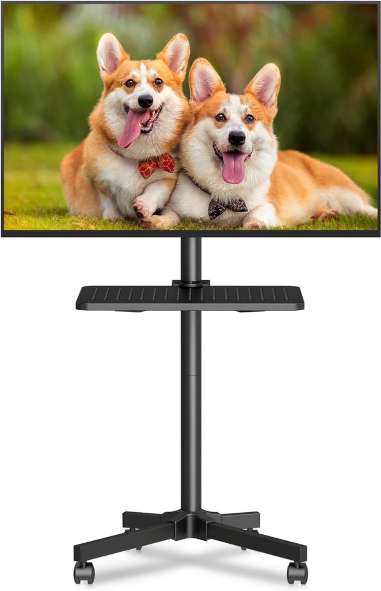 SNJY® TV Standaard Verrijdbaar - TV Standaard op Wielen - TV Voet - Voor 21 tot 60 Inch TV's - Tot 35KG - Kantelbaar - Zwart